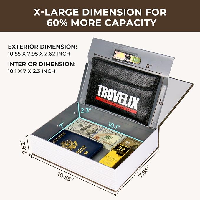 Diversion Safe Book Safe with Combination Lock, Hidden Safe in Coffee Color - Image 3