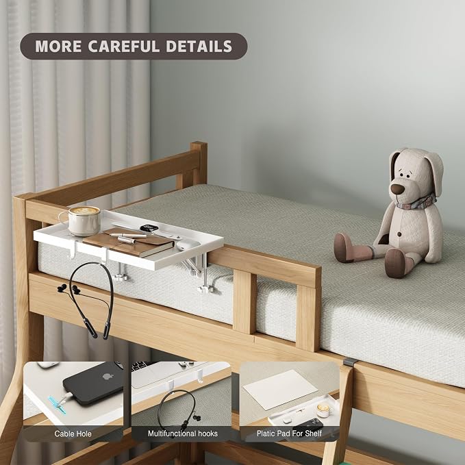 Bedside Shelf Foldable, Metal Clip-On Bunk Bed Table Shelf - Image 2