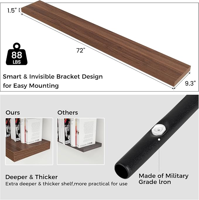 Floating Shelves for Wall, Engineered Wood Wall Shelves - Image 2