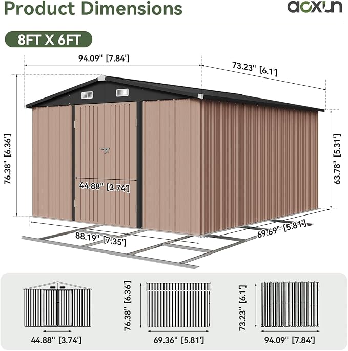Aoxun 6' x 8' Storage Shed - Image 6