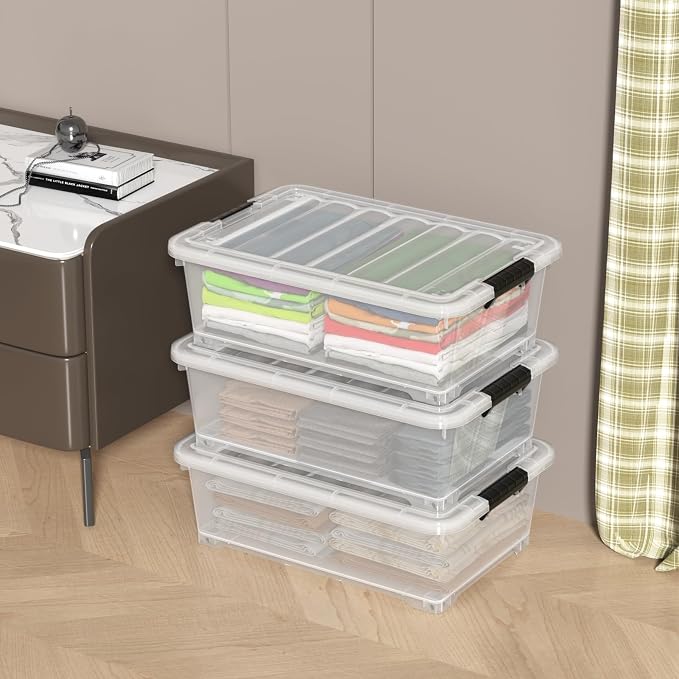 4 Packs 20 L Clear Plastic Underbed Storage Bins - Image 4