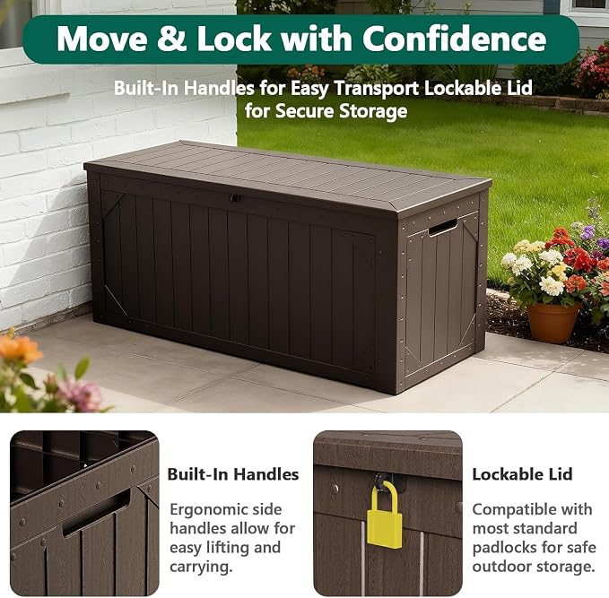 100 Gallon Outdoor Storage Box, Weatherproof Deck Box - Image 6