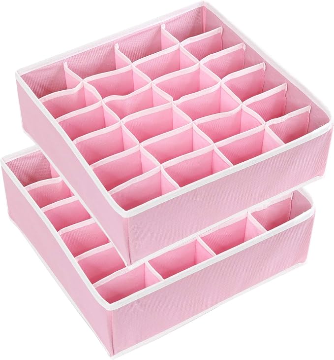 Simple Houseware 2 Pack Closet Sock Organizer, 24 Cell Drawer Divider - Image 3