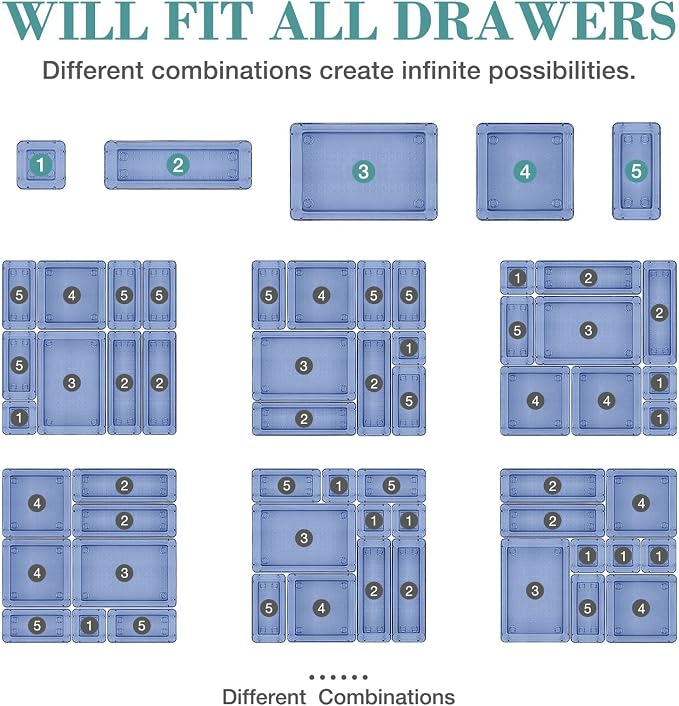 25 PCS Drawer Organizer Set, 5 Varied Size Bathroom and kitchen Drawer cabinet - Image 4