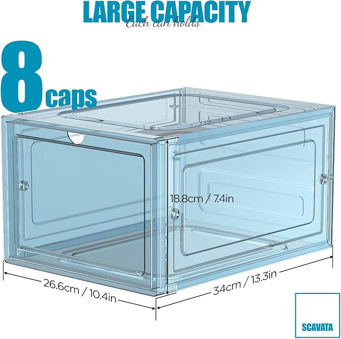 Hat Organizer Box, Stackable Clear Baseball Caps Holder Box Containers - Image 2