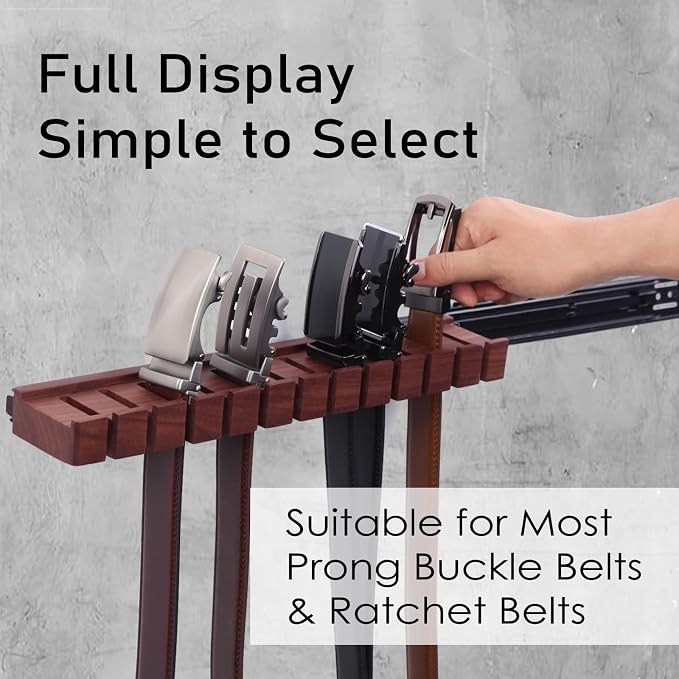 12 Belts Walnut Wood Belt Holder - Image 5