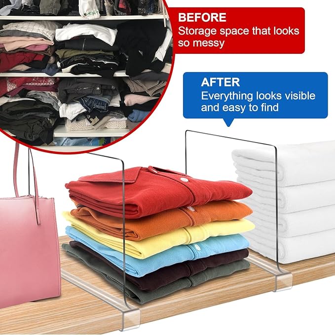 12 Inches Tall Shelf Dividers for Closet Organization and Storage, 10 Pack - Image 5