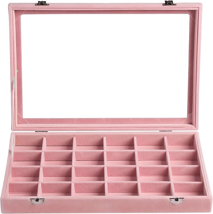 Frebeauty Velvet Jewelry Tray, 24 Grid Jewelry Organizer - Image 2