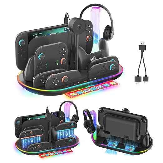 Uxilep Switch 2 Charging Dock, 4 Joycon 2 & Pro Controller Charger, Switch 2 by JustForYou