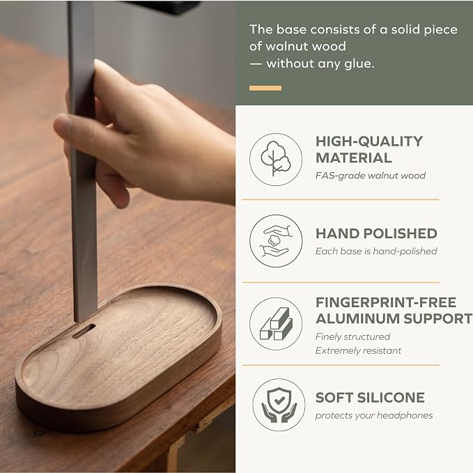 muso wood Headphone Stand & Desktop Headset Holder | Space-Saving Premium Solid - Image 3