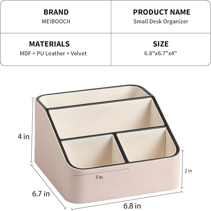 Remote Control Holder, PU Leather Small Desk Organizer - Image 5