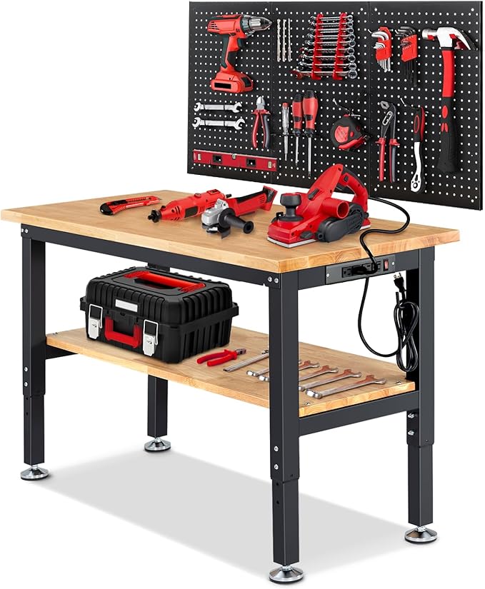 Adjustable Height Work Bench 48 x 20 Workbench by ENJOYWOOD