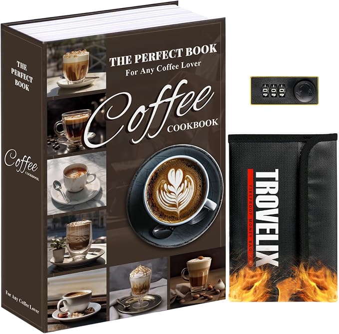 Diversion Safe Book Safe with Combination Lock, Hidden Safe in Coffee Color by KOFAIR