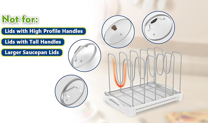 EVERIE Adjustable Bakeware Organizer Pot Lid Holder Rack - Image 5