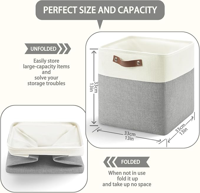 13 Inch Cube Storage Bins, Foldable Storage Basket - Image 3