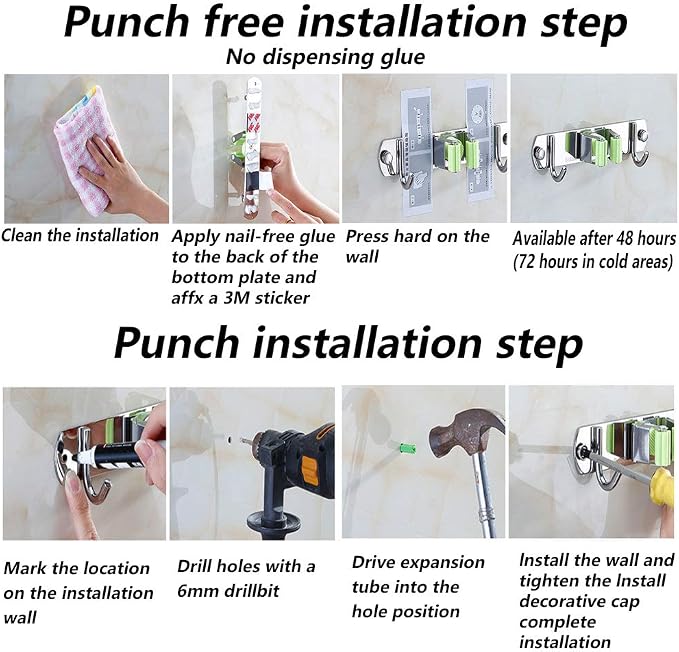 DGSL 2 PCS Broom Holder Wall Mount - Image 5