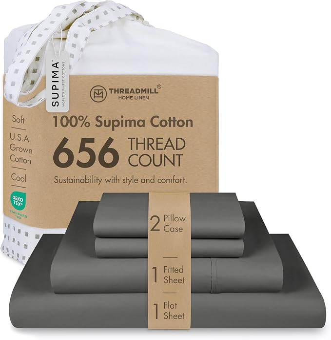 Threadmill American Supima King Size Sheets Set | 656 Thread Count 4 Piece by ThreadmillHomeLinen