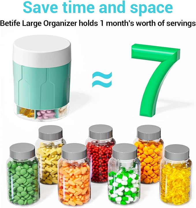 Betife Extra Large Supplement Organizer, Weekly Pill Organizer Bottle, Daily - Image 6
