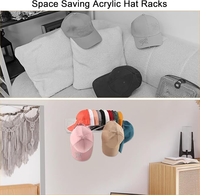 Acrylic Hat Racks for Baseball Caps Wall, 2 Pack Hat Organizer for 50 Baseball - Image 4