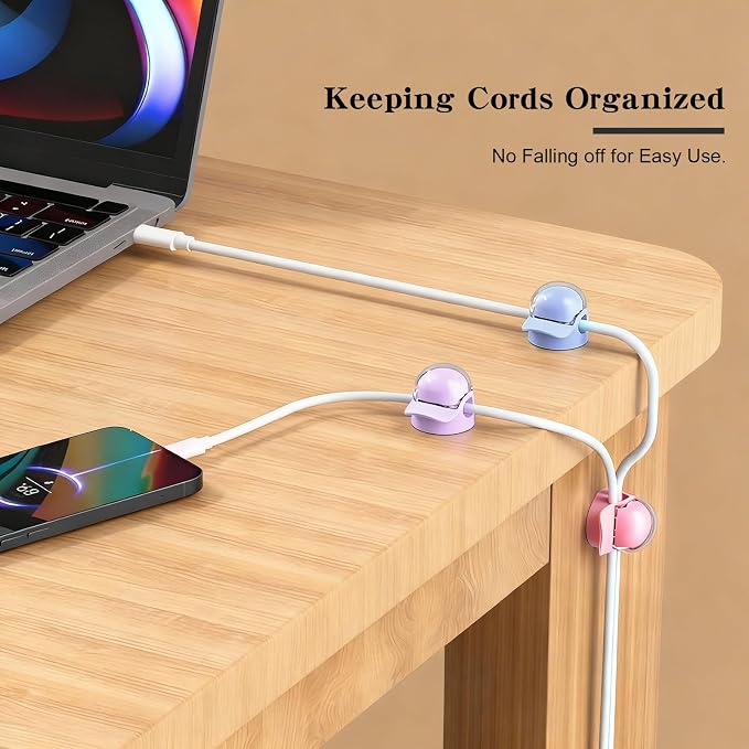 Eiito Cord Organizer Spring Cable Management Clips -Desk Cord Holder, Adhesive - Image 2