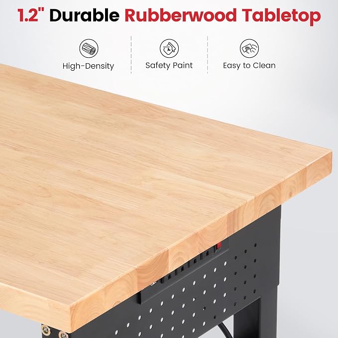Workbench 72 x 24 Inch Heavy Duty Adjustable Height Work Table - Image 6