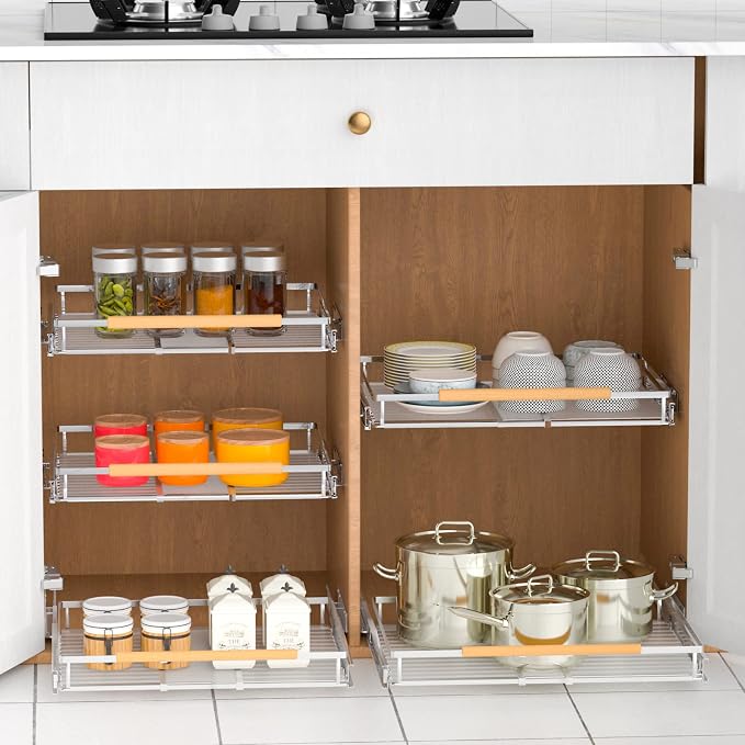 Pull Out Drawer Cabinet Organizer, Expandable Slide Out Storage Shelves - Image 5