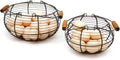 CVHOMEDECO. Round Wire Egg Baskets Rustic Fruit Baskets by CVHOMEDECO