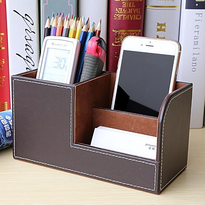 KINGFOM Desk Organizer Office Supplies Caddy Pu Leather Multi-function Storage - Image 4