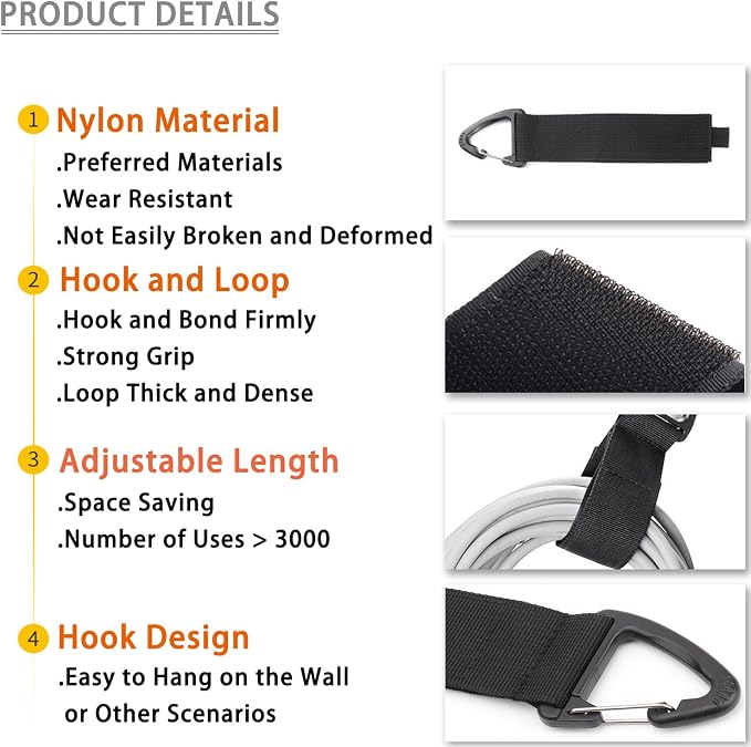 Extension Cord Holder Organizer, 6 Pack inch Heavy Duty Storage Cable Straps - Image 5
