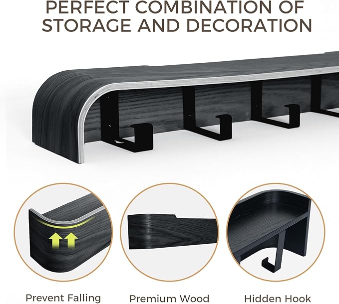 Wall Coat Rack Floating Shelves Modern Coat Rack Wall Mount - Image 5