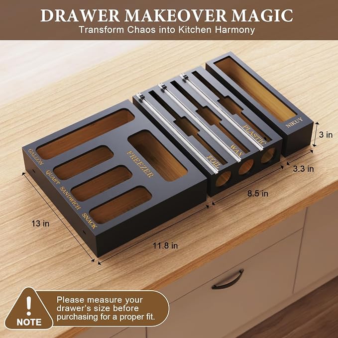 9 IN 1 Bamboo Foil and Plastic Wrap Organizer - Image 6