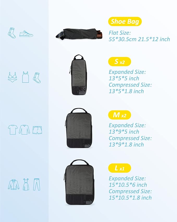 BAGSMART 6 Set /4 Set/2 Set Compression Packing Cubes - Image 3