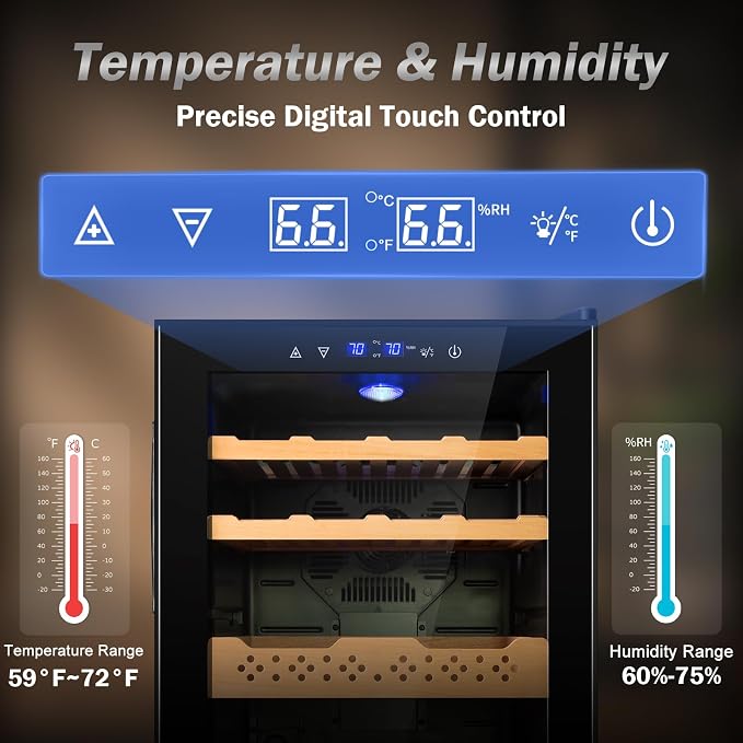 Electric Humidor-70L Cooling & Heating Humidor, Smart Touch Control Humidity & - Image 2
