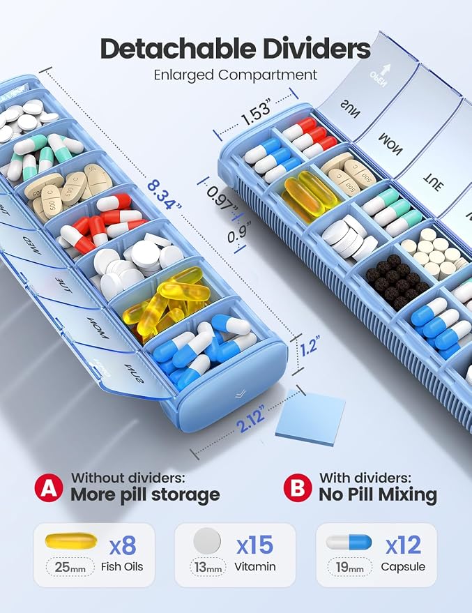 VAYDEER Metal Weekly Pill Organizer – Moisture-Proof Travel Pill Organizer - Image 3