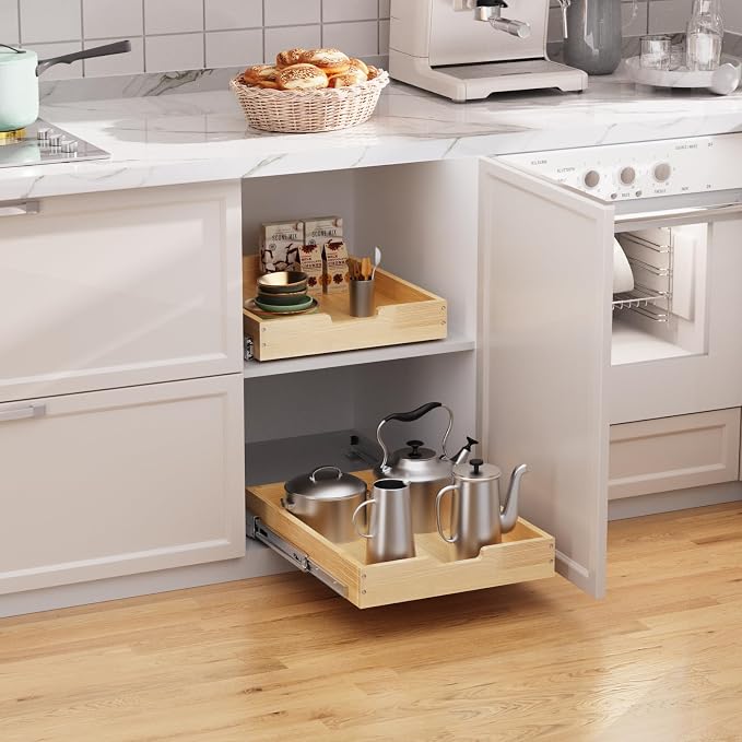 Wood Pull Out Cabinet Organizer 17" W x 21" D, Heavy-Duty Sliding Drawers - Image 4