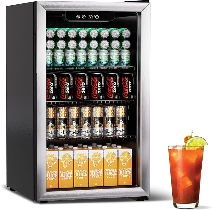 Beverage Refrigerator Cooler, 105 Can Mini Fridge Glass Door by Unknown