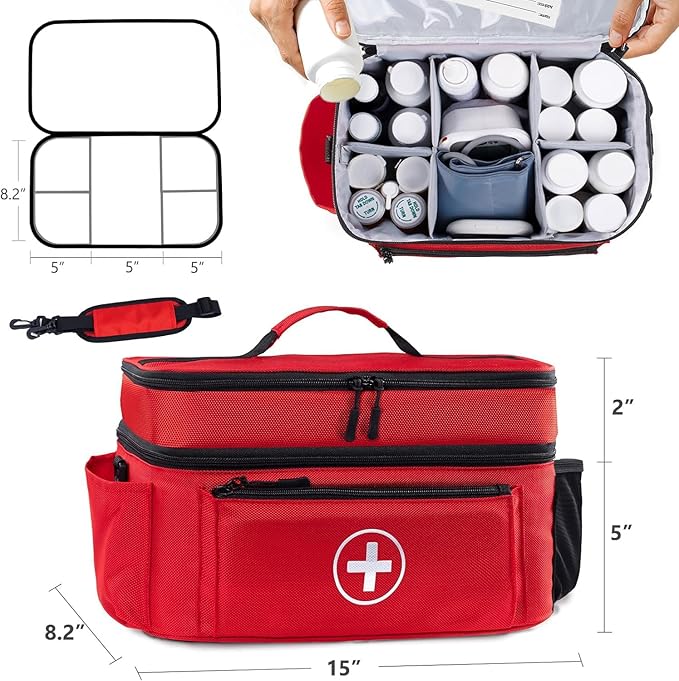 Medicine Organizer and Storage Bag Empty, Family First Aid Box, Pill Bottle - Image 2