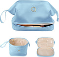 Bridesmaid Gift, Initial Makeup Bags, Personalized Double Layer Cosmetic Bag by Vogewood