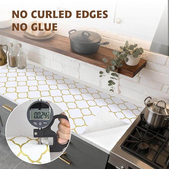 Shelf Liners for Kitchen Cabinets 23in x 20FT Non Adhesive Drawer Liner Gold - Image 8