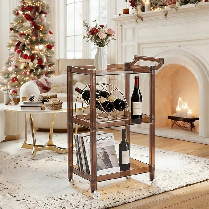 Acrylic Utility Rolling Cart, 3-Tier Clear Acrylic Storage Cart - Image 6