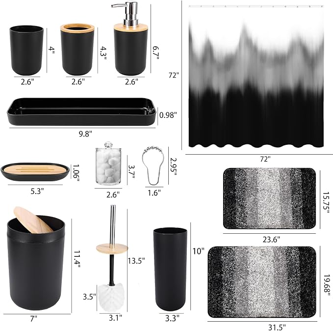 iMucci Bathroom Accessories Black Bathroom Sets - Image 6