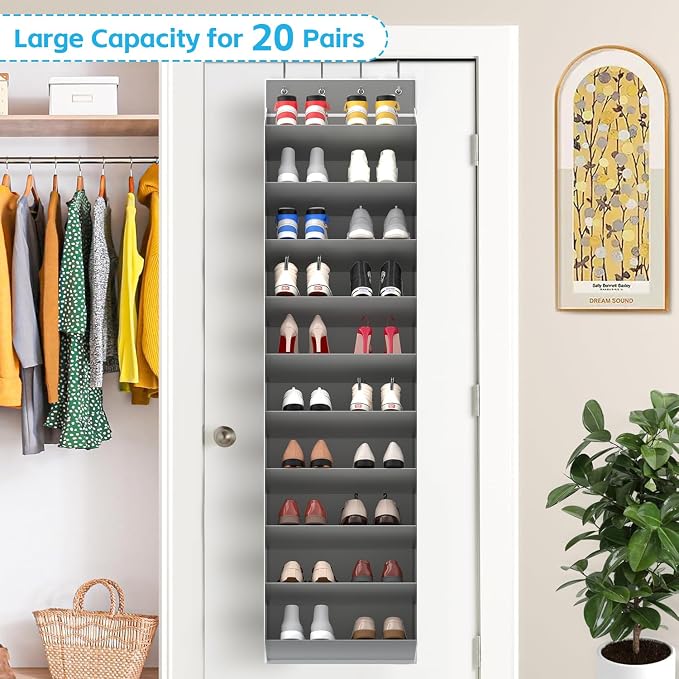 REGELETO 10 Tiers Large Size Over Door Shoe Organizer Storage, Hanging Shoe Rack - Image 3
