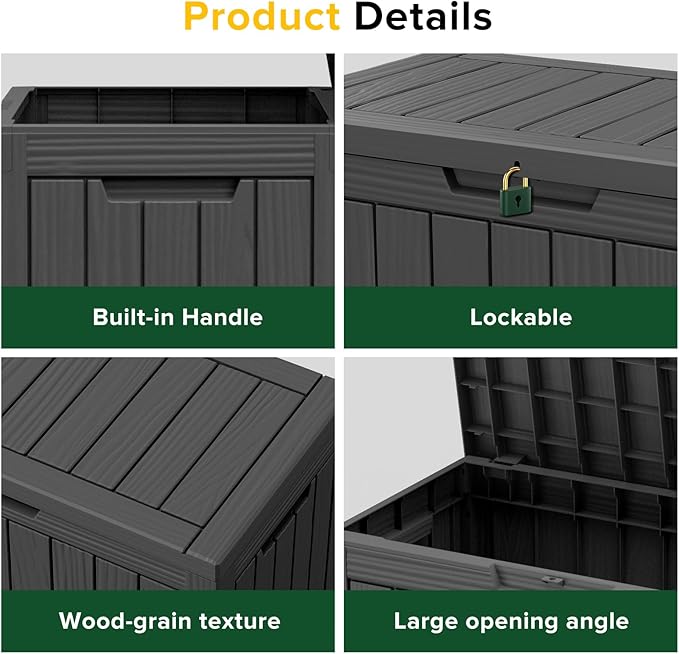 45 Gallon Outdoor Deck Box, Storage Lockable Waterproof Patio Furniture - Image 5