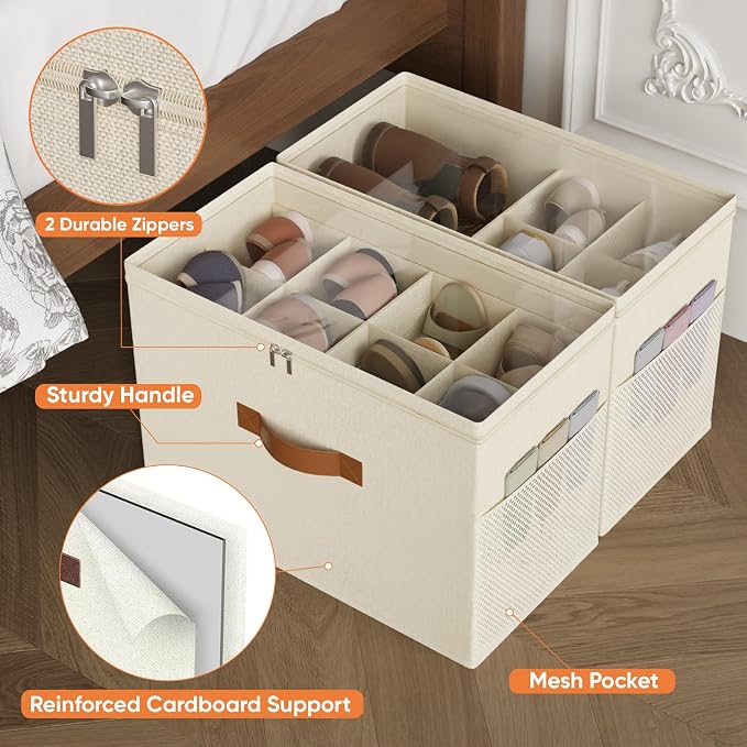 Shoe Organizer for Closet, 2 Pack Foldable Shoe Storage Organizer - Image 5