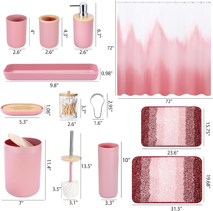 iMucci Bathroom Accessories Pink Bathroom Sets - Image 6
