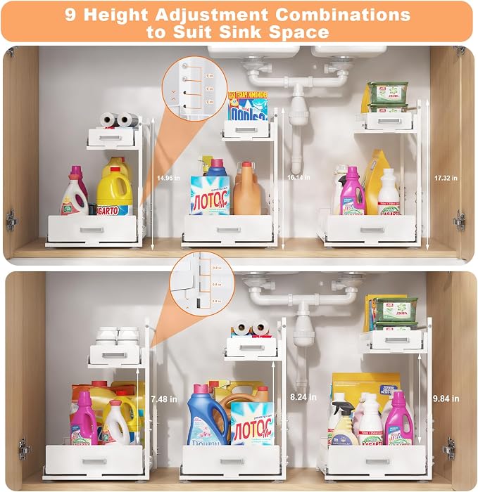 2 Tier Slide Out Kitchen Cabinet Organizers - Image 2