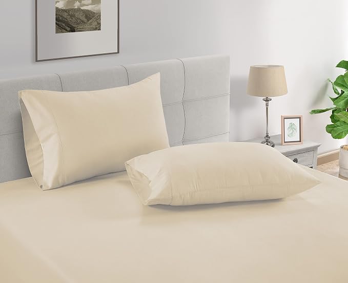 LANE LINEN Queen Ivory Pillow Cases Set of 2 100% Egyptian Cotton 1000 Thread - Image 2