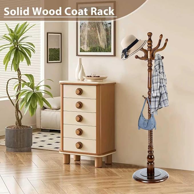 Solid Wooden Coat Rack Stand, Coat Racks Freestanding - Image 2