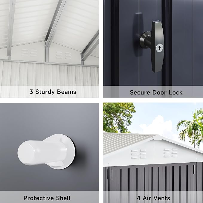 Polar Aurora 6x8 FT Outdoor Storage Shed, Metal Garden Shed - Image 4