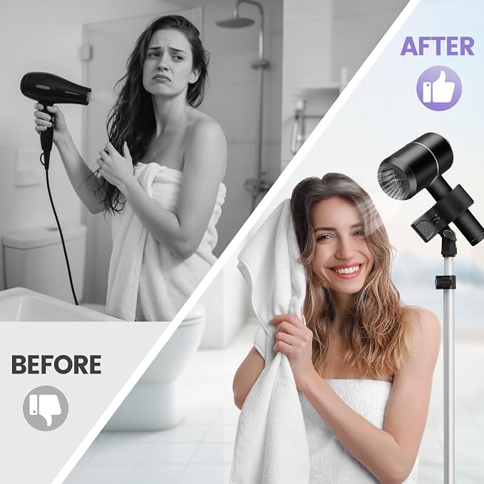 Adjustable Hair Dryer Stand, 29-59 Inch Hair Dryer Holder - Image 3